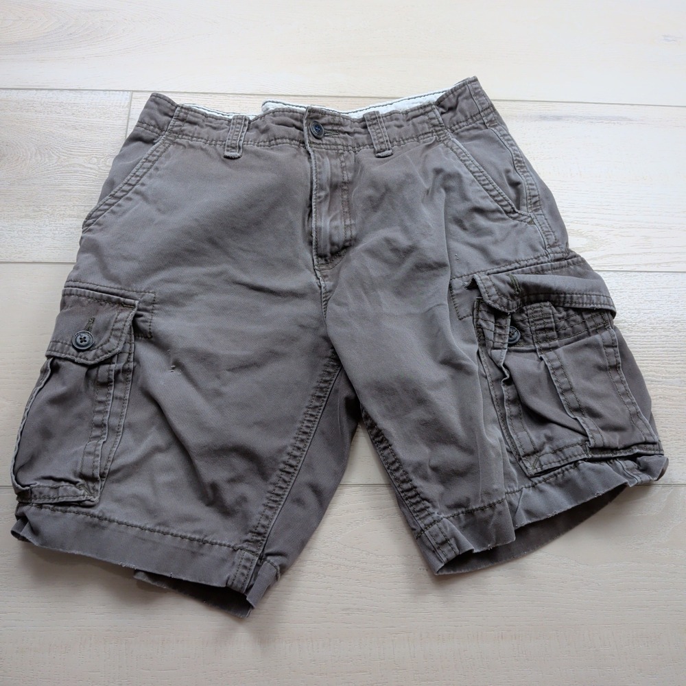 American Eagle Mens Cargo Shorts Gray Brown Cotton Twill Size 32 618230490